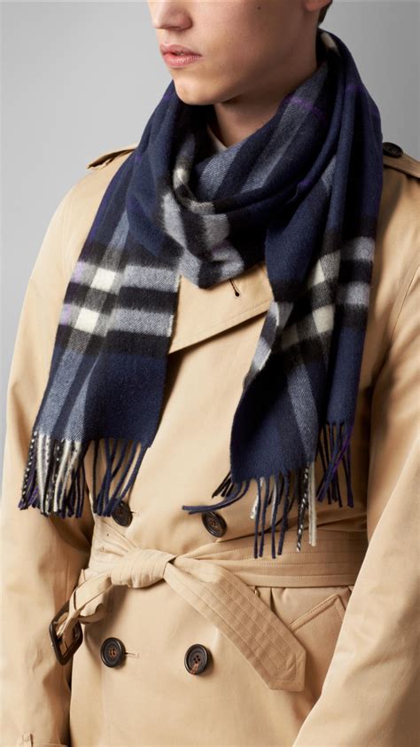 Check Cashmere Scarf in Blue 